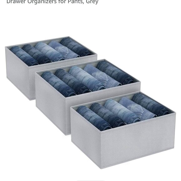 Drawer Organizer, 3 Pack 5 Cells Foldable Storage Fabric Wardrobe Organiser - Picture 4 of 4